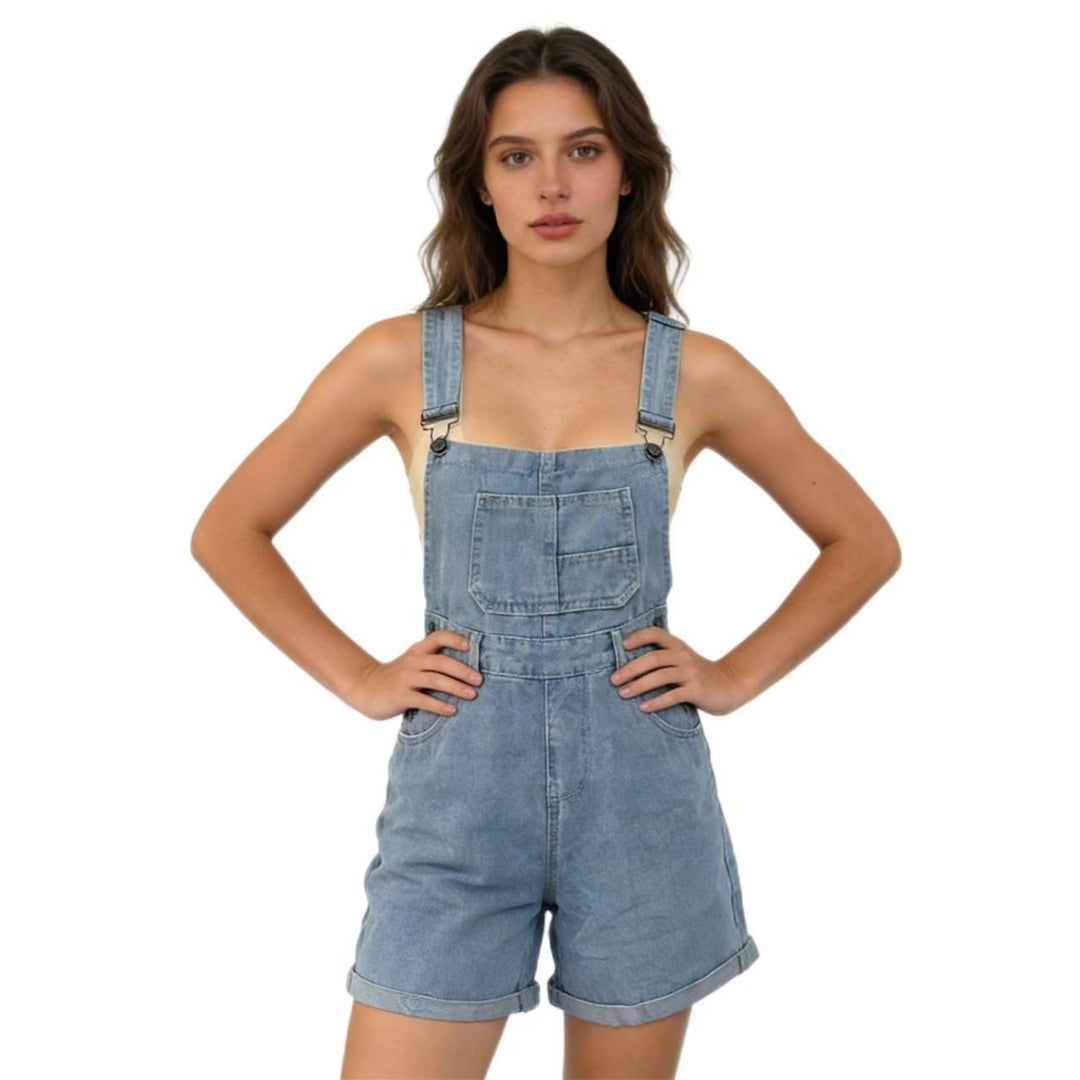 Damen Denim-Latzshorts mit modernen Details und praktischen Taschen Echo Archiv