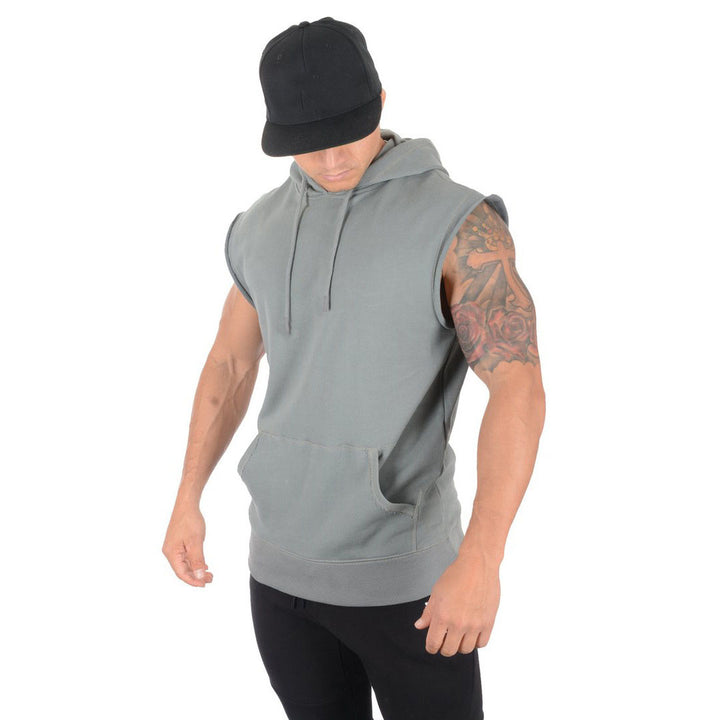 Herren Ärmelloser Hoodie mit praktischer Kängurutasche Echoarchiv