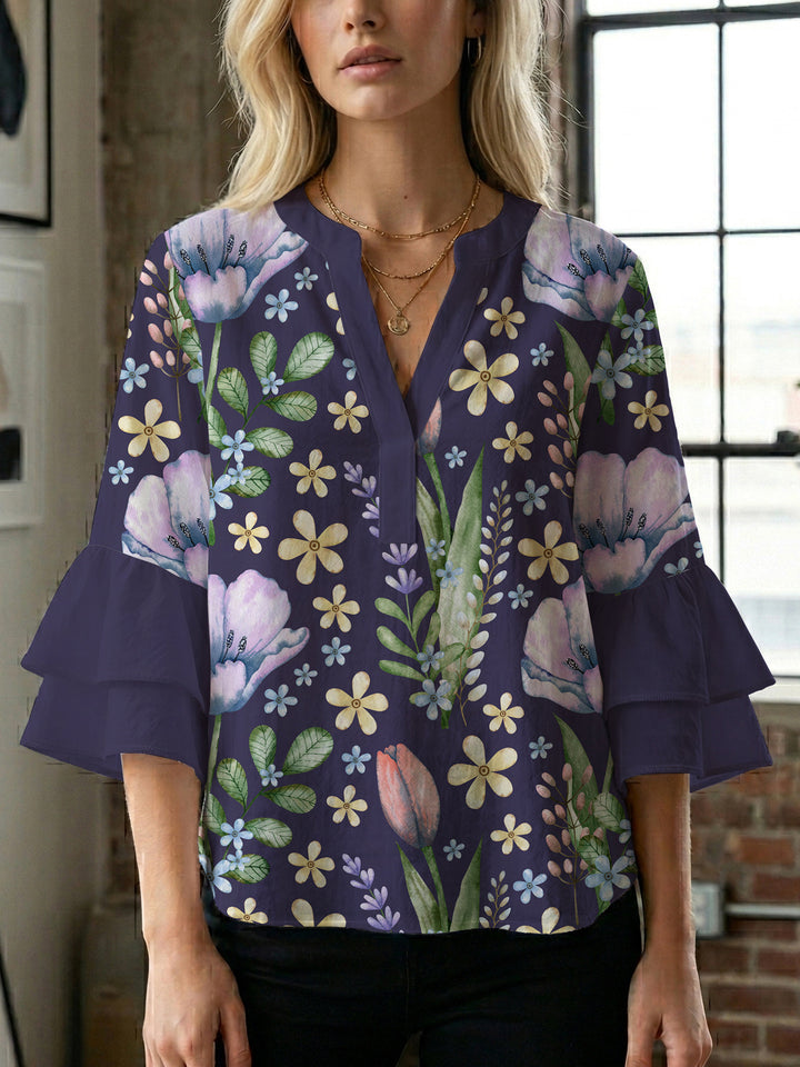 Damen Bluse mit voluminösen Ärmeln und floralem Design Echo Archiv