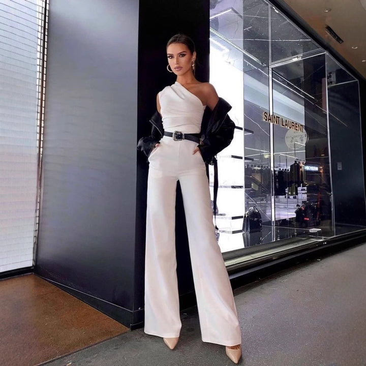 Damen One-Shoulder Jumpsuit mit weitem Bein Echo Archiv