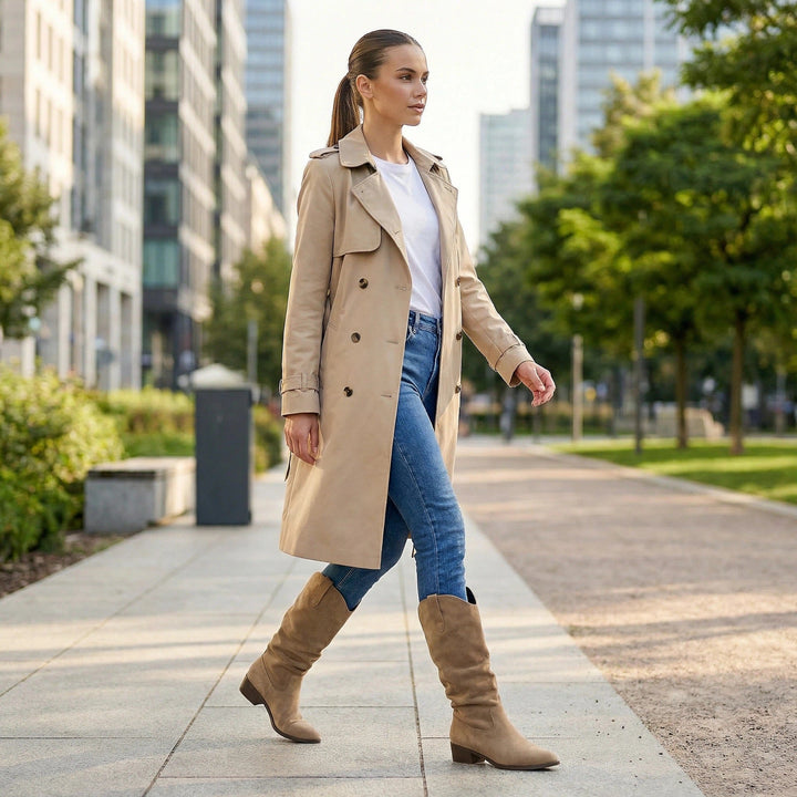 Damen Elegante Wildleder-Stiefel mit leichtem Stretch-Schaft Echoarchiv