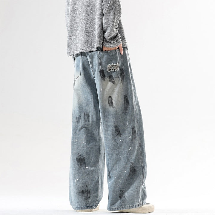 Herren Extraweite Baggy-Jeans im Vintage-Used-Look mit Distressed-Details Echoarchiv