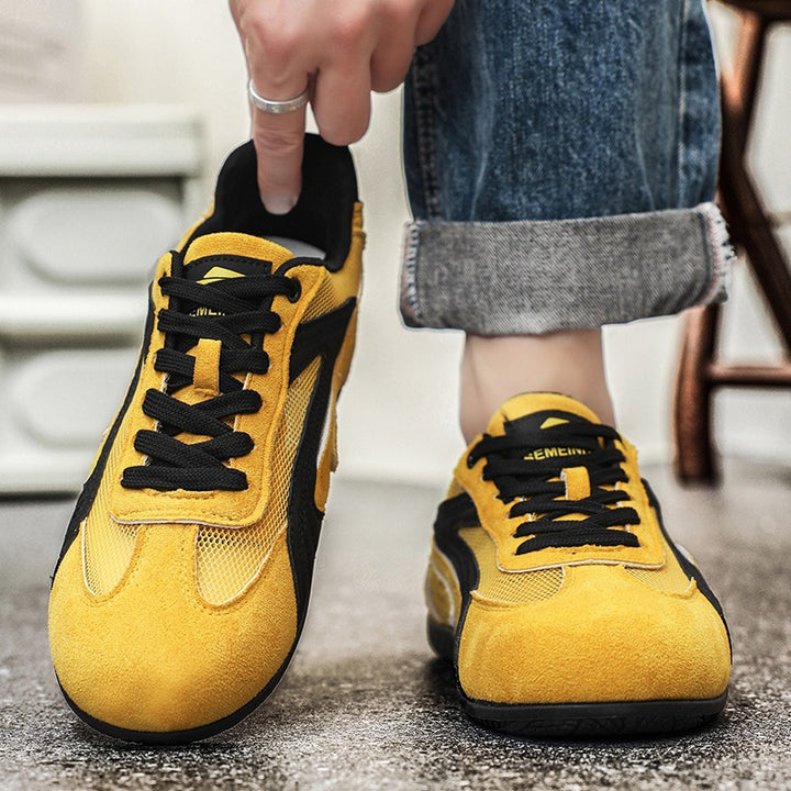 Damen retro-angehauchte Veloursleder-Sneaker mit atmungsaktivem Mesh-Einsatz und rutschfester Gummilaufsohle Echo Archiv