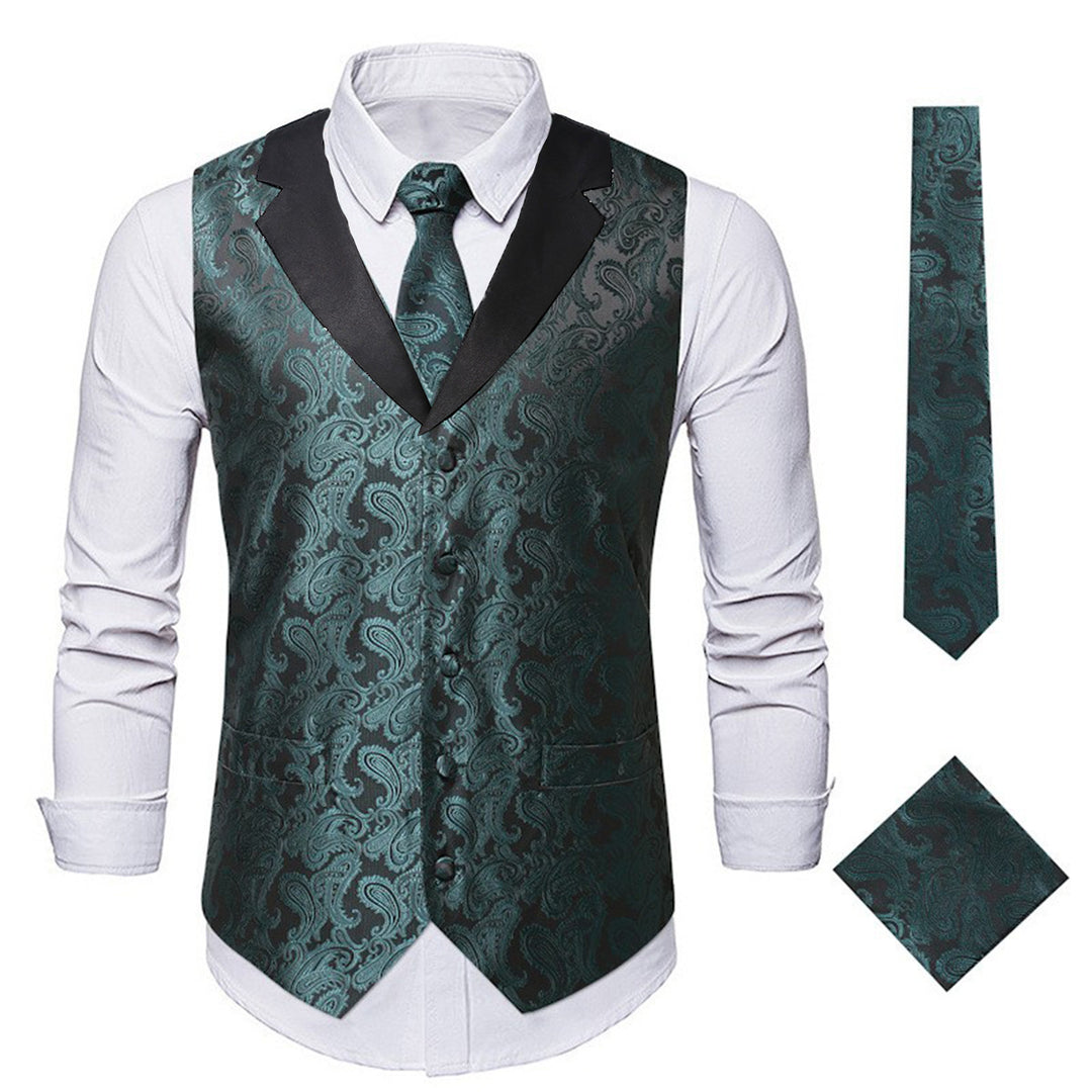 Herren elegante Weste mit floralem Jacquard-Muster und passendem Krawatten-Set Echoarchiv
