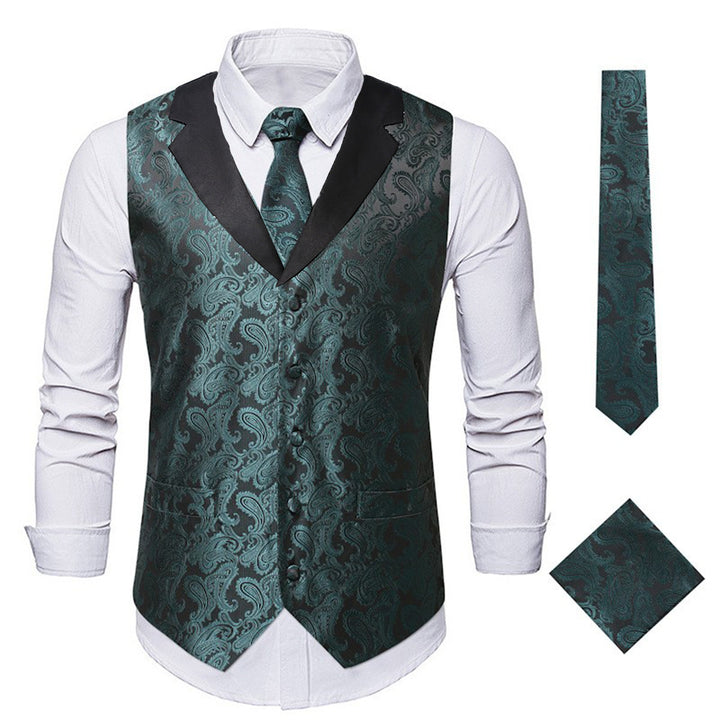Herren elegante Weste mit floralem Jacquard-Muster und passendem Krawatten-Set Echoarchiv