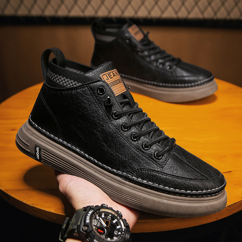 Damen Hohe Sneakers aus echtem Leder mit robustem Profil und dämpfender Sohle Echo Archiv