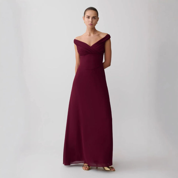 Damen Elegantes Off-Shoulder Maxikleid mit fließendem Schnitt Echo Archiv