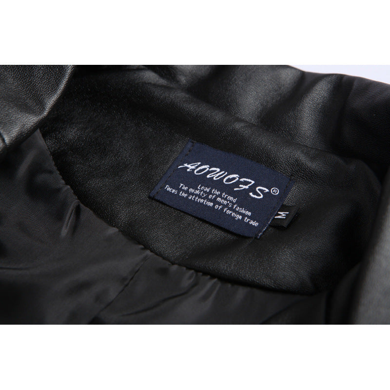Herren Biker-Lederjacke mit asymmetrischem Reißverschluss und funktionalen Taschen Echoarchiv