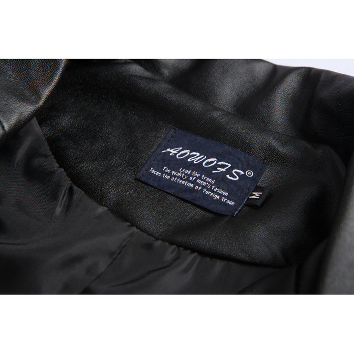 Herren Biker-Lederjacke mit asymmetrischem Reißverschluss und funktionalen Taschen Echoarchiv