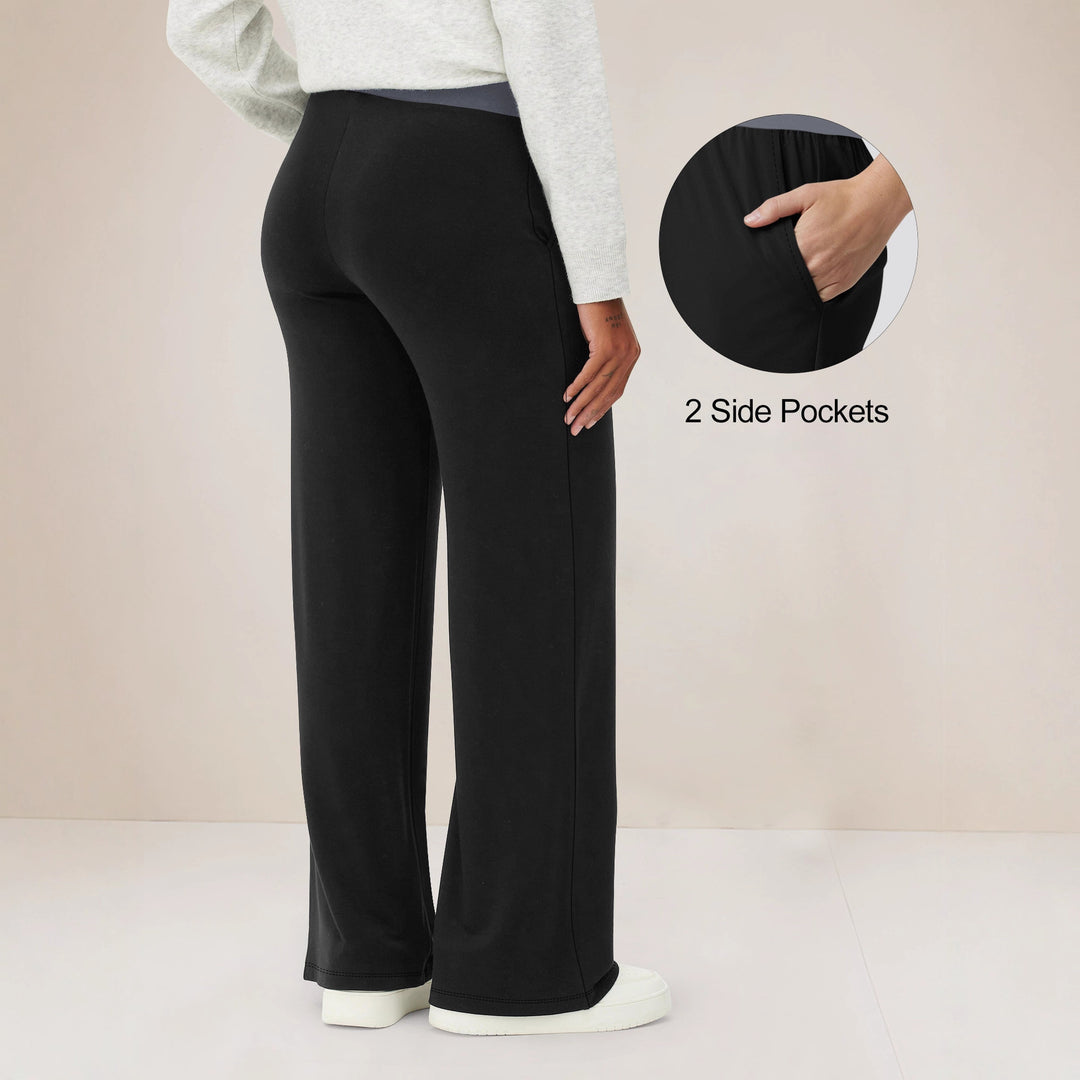Damen Weite Komfort-Loungehose mit hohem Softbund und Seitentaschen – Avélisse