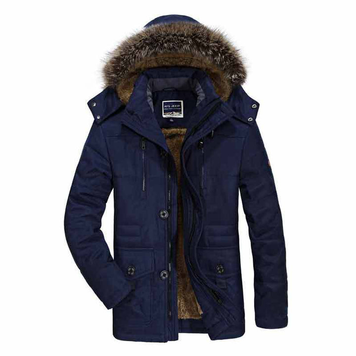 Herren Thermo-Parka im Fieldstil mit abnehmbarer Kunstfellkapuze und Teddyfleece‑Innenlage Echo Archiv