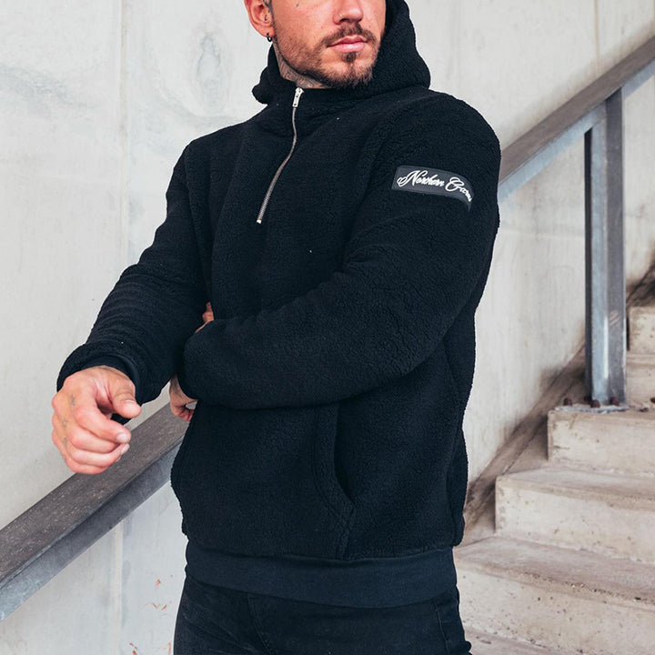 Herren kuscheliger Fleece-Pullover mit praktischem Kängurutasche Echoarchiv