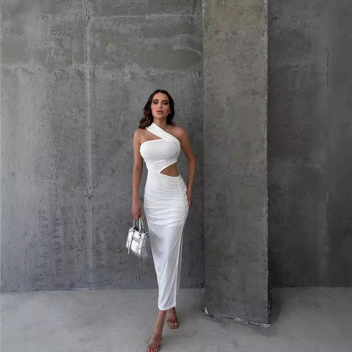 Damen Asymmetrisches Maxikleid mit Cut-Out-Details und raffinierten Rüschendetails Echo Archiv