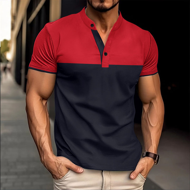 Herren Kurzarm Poloshirt mit Stehkragen und modernen Akzenten Echoarchiv