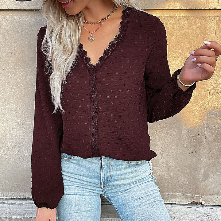 Damen Elegante Bluse mit Rüschendetails und Spitzenakzent Echo Archiv