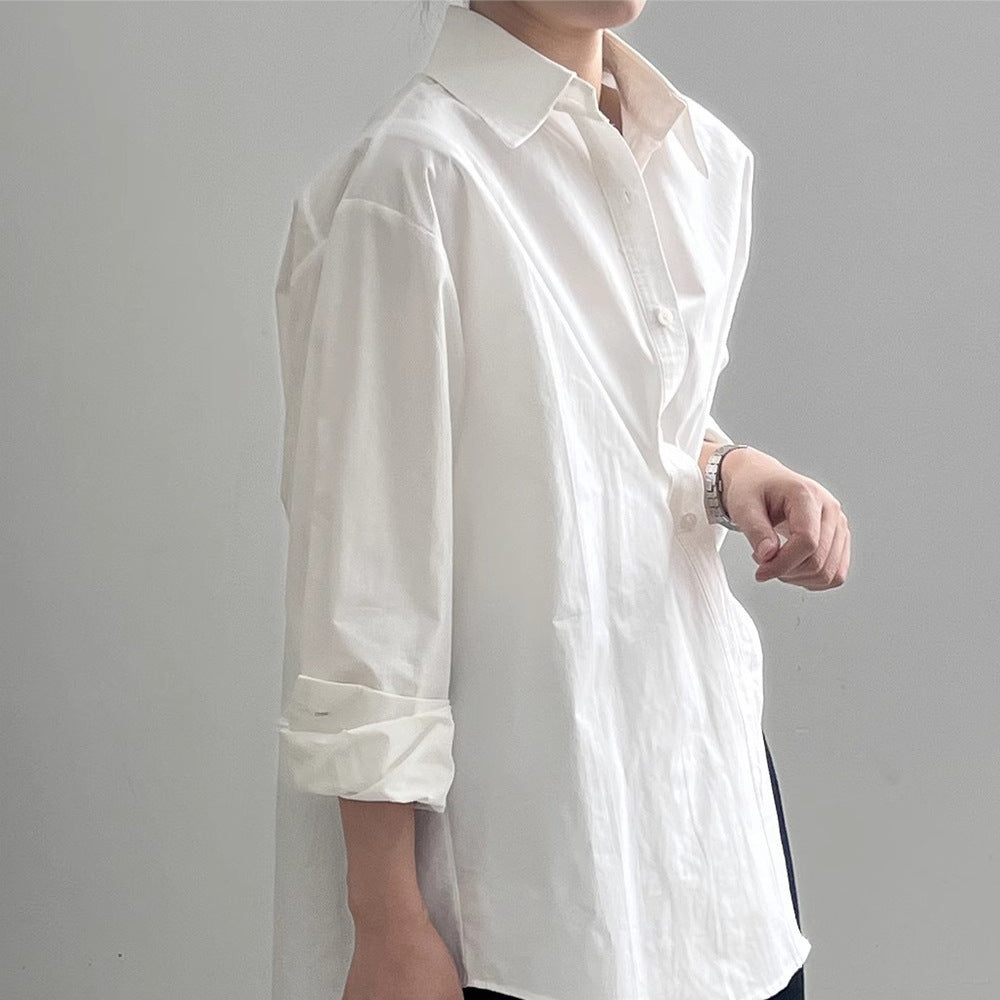 Damen Oversize-Hemdbluse mit asymmetrischem Saum und überschnittener Schulter Echoarchiv