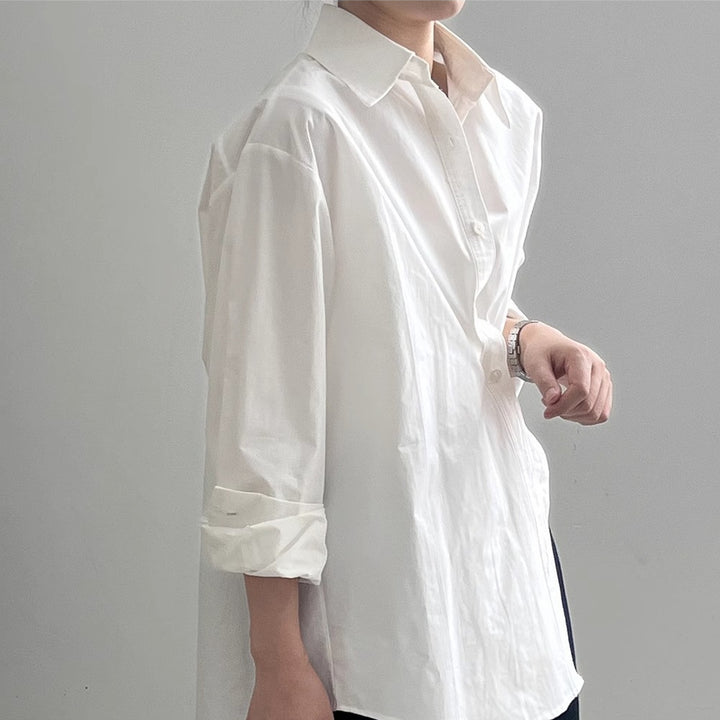 Damen Oversize-Hemdbluse mit asymmetrischem Saum und überschnittener Schulter Echoarchiv