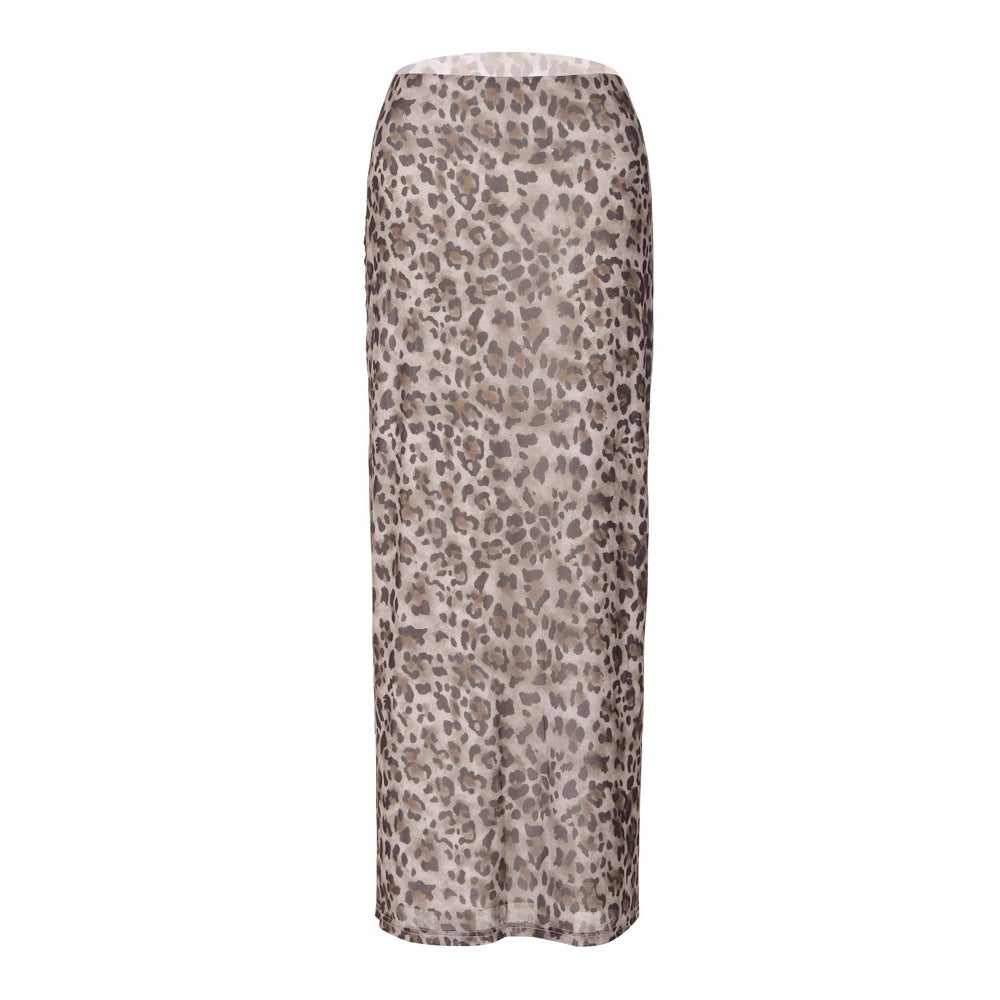 Damen Maxi-Rock mit elegantem Leoprint und hohem Schlitz Echo Archiv