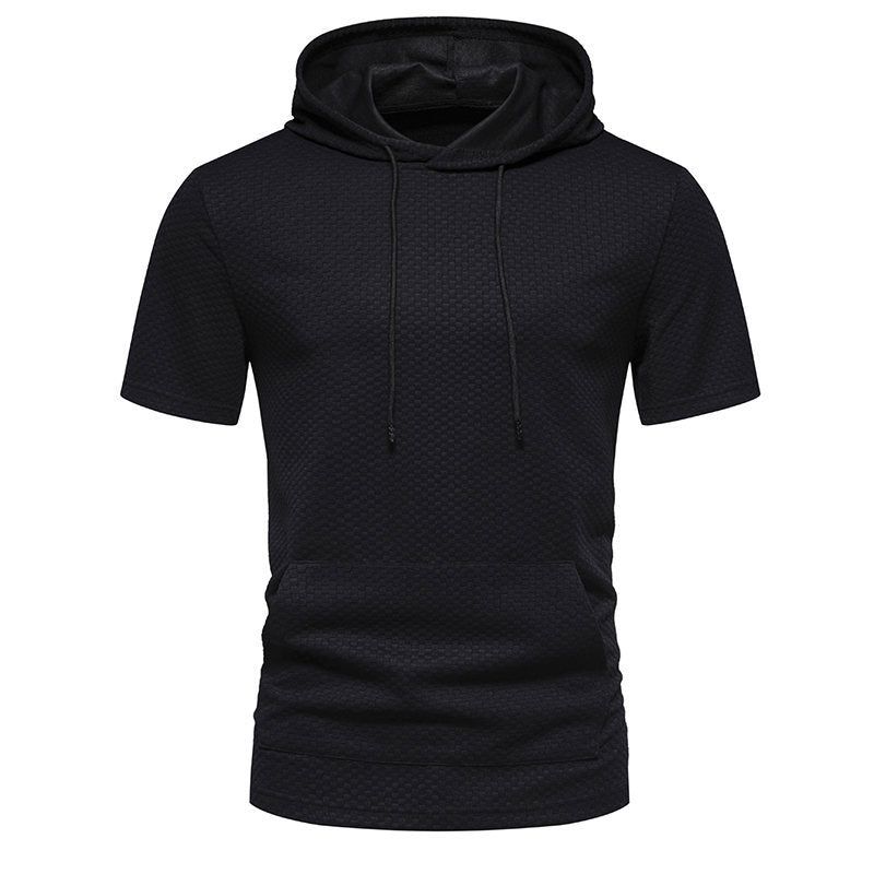 Herren Kurzarmkapuzenpullover mit strukturiertem Design Echoarchiv
