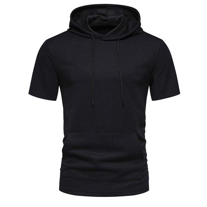 Herren Kurzarmkapuzenpullover mit strukturiertem Design Echoarchiv