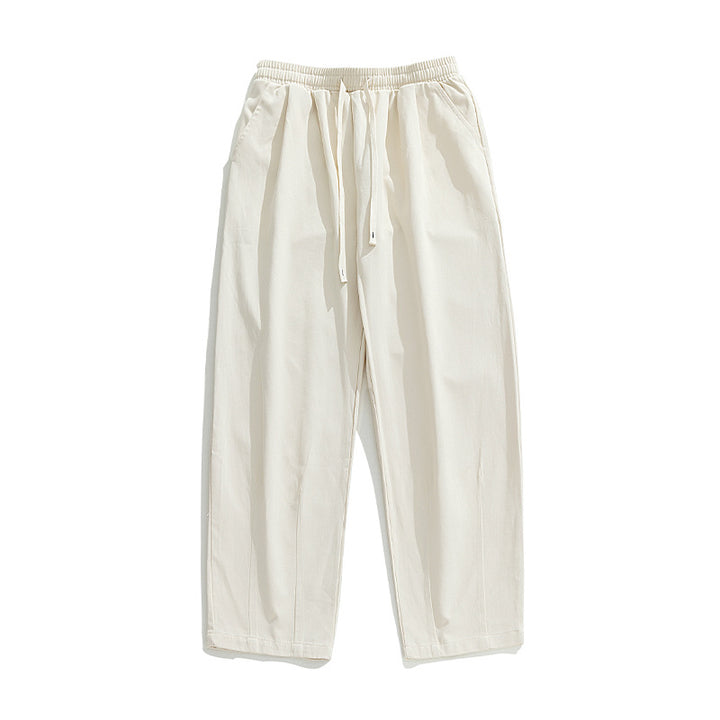 Unisex Leichte Leinenoptik-Loungehose mit elastischem Bund, geradem Palazzoschnitt und kontrastierendem Kordelzug Echo Archiv