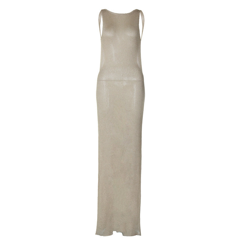 Damen Elegantes, figurbetontes Maxikleid mit schimmerndem Glanz Echo Archiv