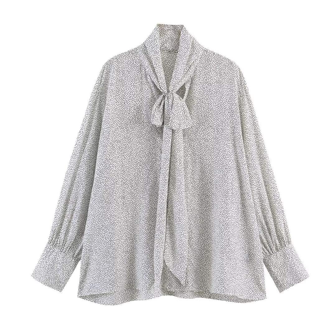Damen Oversize-Bluse mit Schleifenkragen und Ballonärmeln Echo Archiv