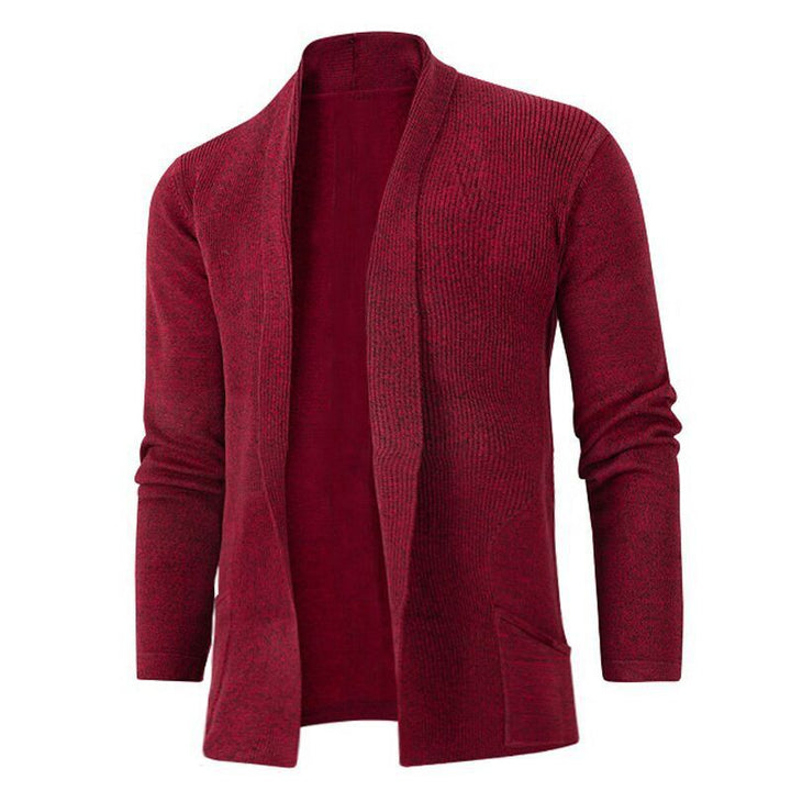 Herren lässige Strickjacke mit offenem Kragen und elegantem Rippdesign Echoarchiv