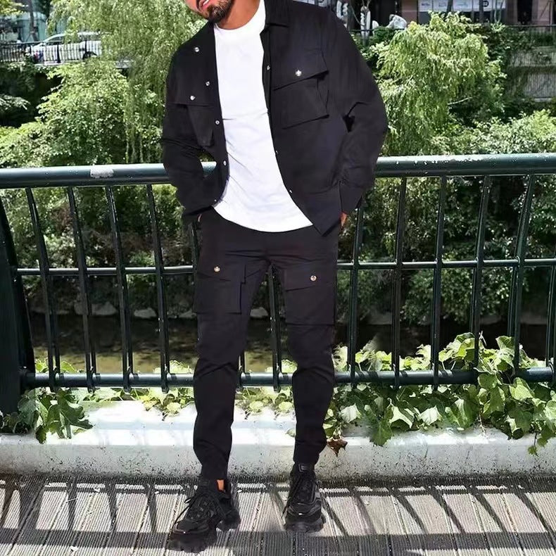 Herren bequeme Cargo-Hose und Jacke Set Echoarchiv