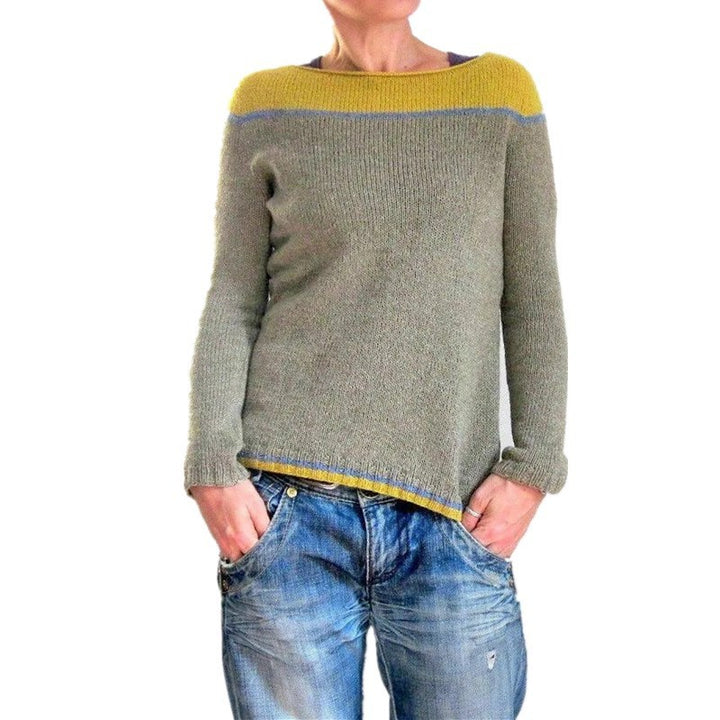 Damen nan gemusterter Norwegerstrickpullover mit weitem Rundhalsausschnitt und lässigem Oversize-Schnitt Echo Archiv