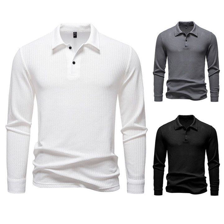 Herren Waffelstrick-Poloshirt mit Halbknopfleiste und Hemdkragen Echo Archiv