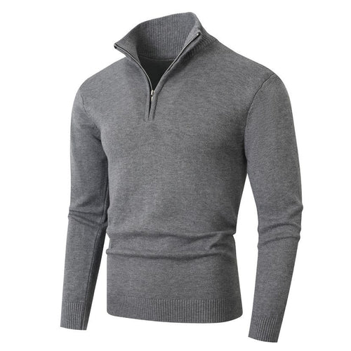 Herren Strickpullover mit modernem Stehkragen und Reißverschluss Echoarchiv