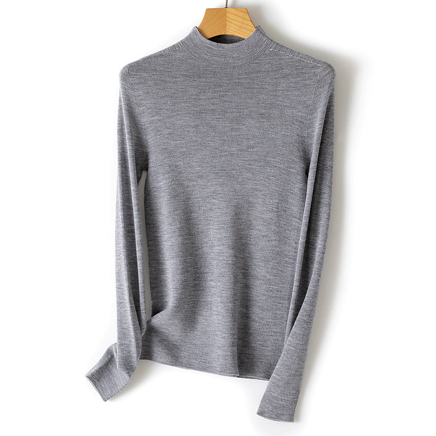 Damen Feiner Stretch-Feinstrickpullover mit halbem Stehkragen und schlanker Silhouette Echoarchiv