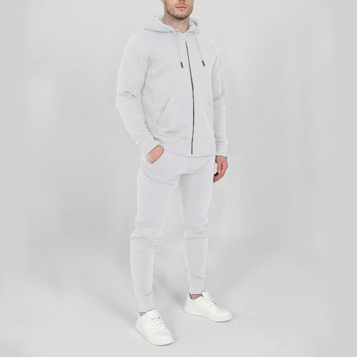 Herren sportlicher Kapuzenanzug mit durchgehendem Reißverschluss und elastischen Bündchen Echoarchiv