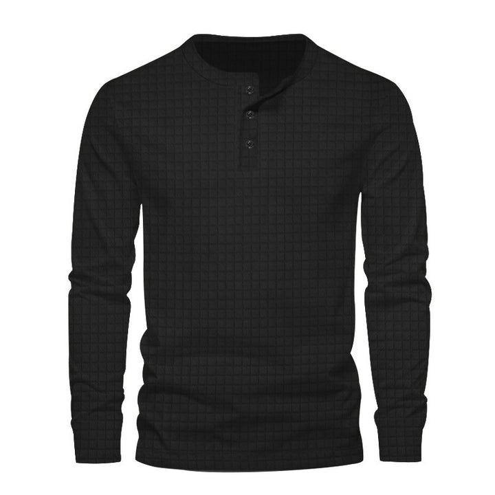 Herren Langarmshirt mit strukturiertem Gewebe und Knopfleiste Echoarchiv