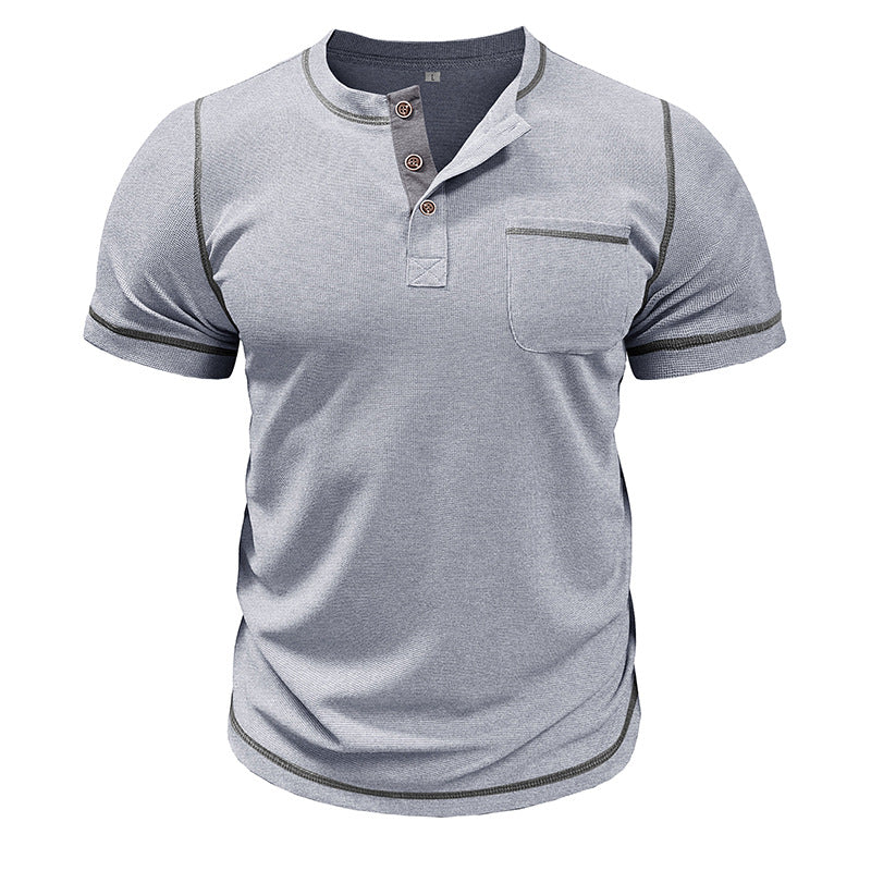 Herren Kurzarmshirt mit modischem Henley-Kragen Echoarchiv
