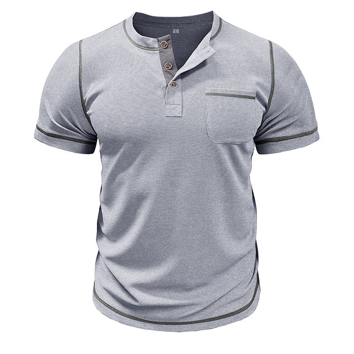 Herren Kurzarmshirt mit modischem Henley-Kragen Echoarchiv