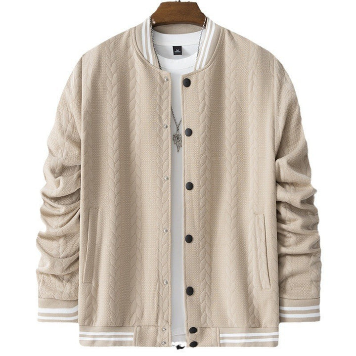 Herren lässige Strickjacke im modernen Look mit hohem Kragen und Druckknopfverschluss Echoarchiv