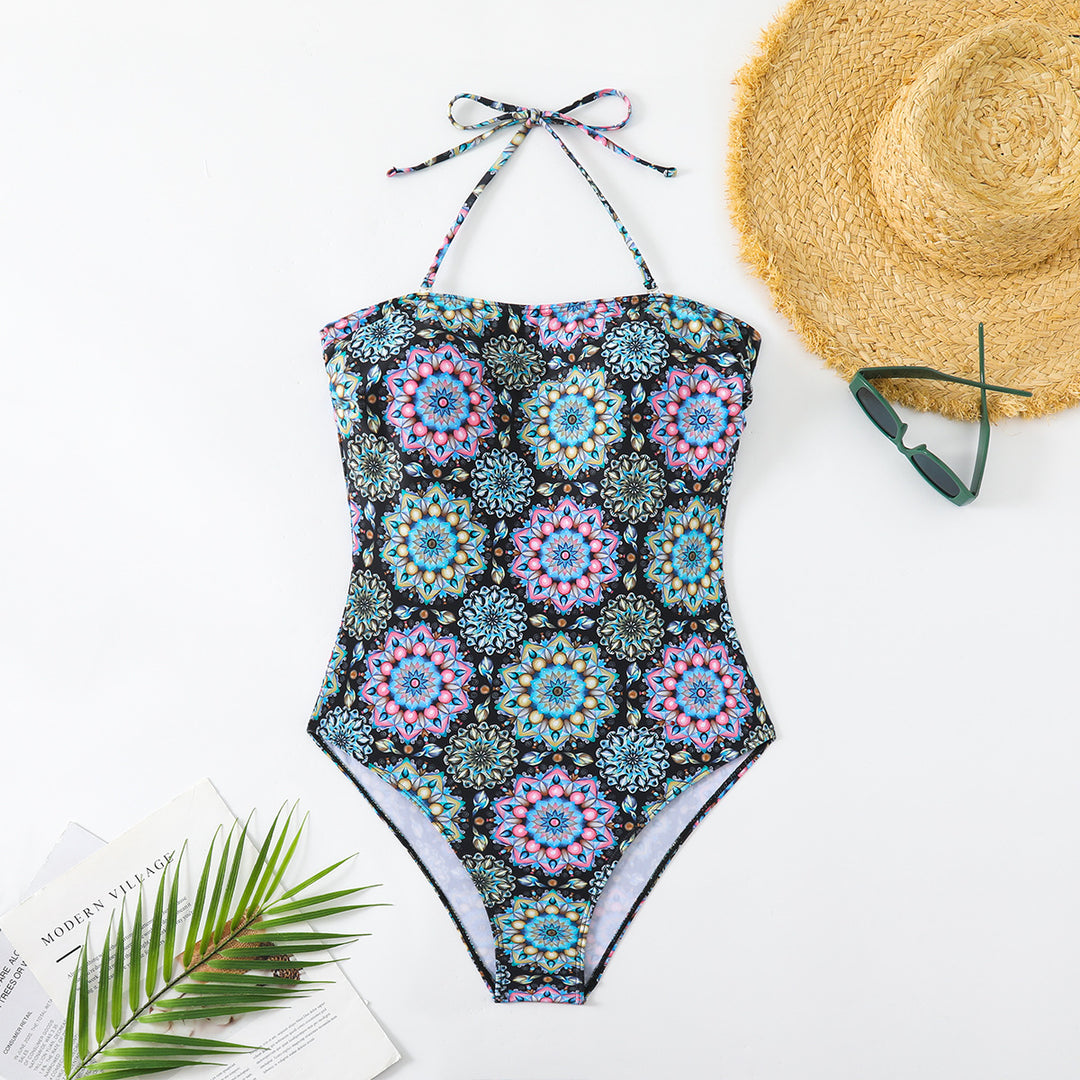 Damen Bandeau-Badeanzug mit einzigartigem Mandala-Muster Echo Archiv