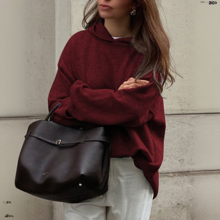 Damen Oversize-Polo-Feinstrickpullover mit umgelegtem Kragen und Raglanärmeln – Mavelle