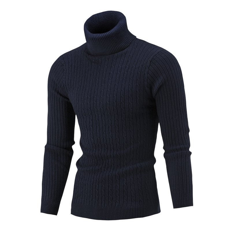 Herren Taillierter Thermo-Rollkragenpullover mit Zopf- und Rippstrickstruktur Echo Archiv