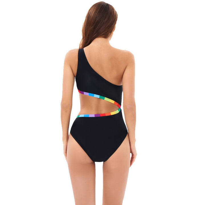 Damen Einseitiger Triangel-Bikini mit buntem Akzentband Echo Archiv