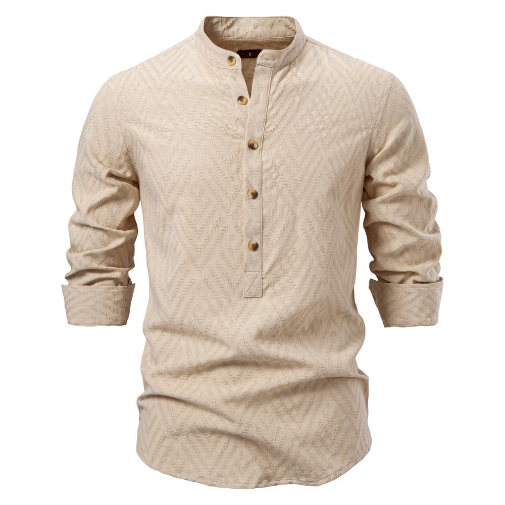 Herren Langarmshirt mit Stehkragen und modischem Muster Echoarchiv