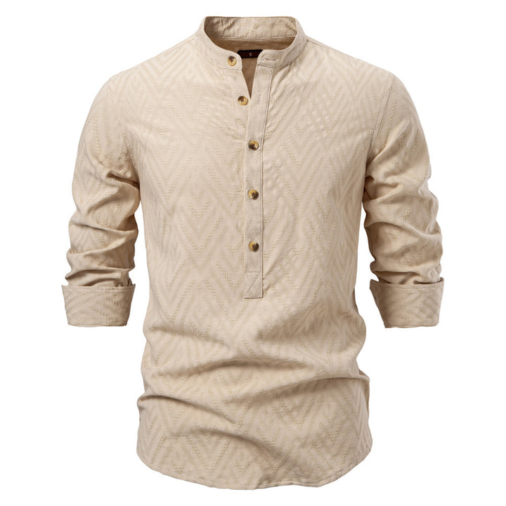 Herren Langarmshirt mit Stehkragen und modischem Muster Echoarchiv