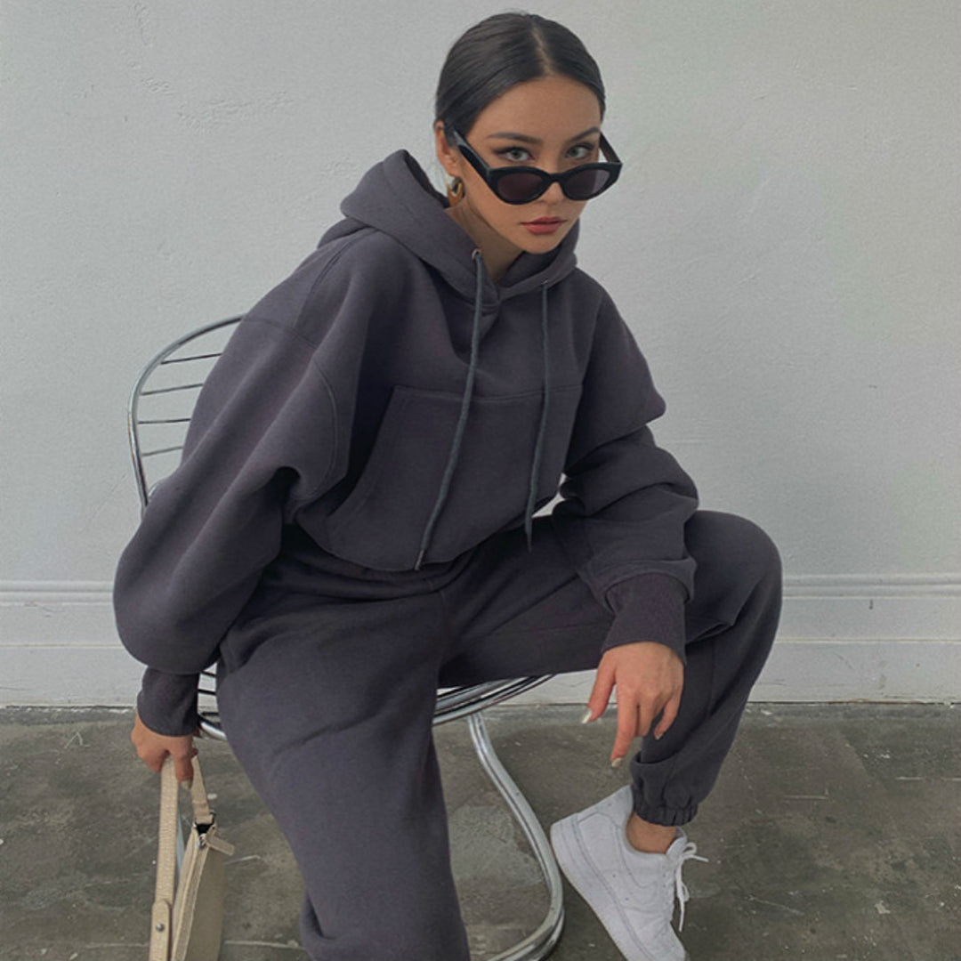 Damen Lässiger Oversized Kapuzenanzug Echo Archiv