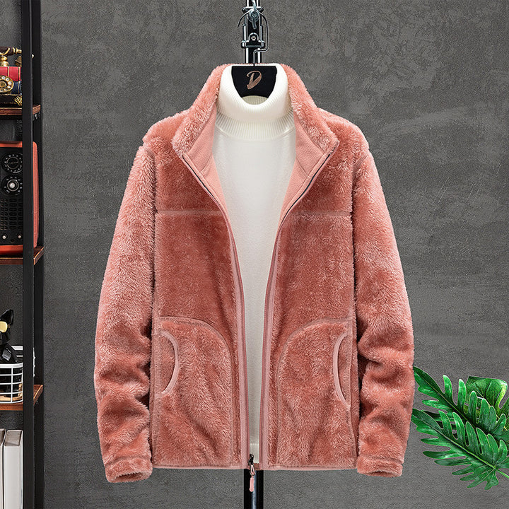 Damen Kuschelige Fleecejacke mit Teddyfutter, Stehkragen und Zwei Reißverschlusstaschen Echo Archiv