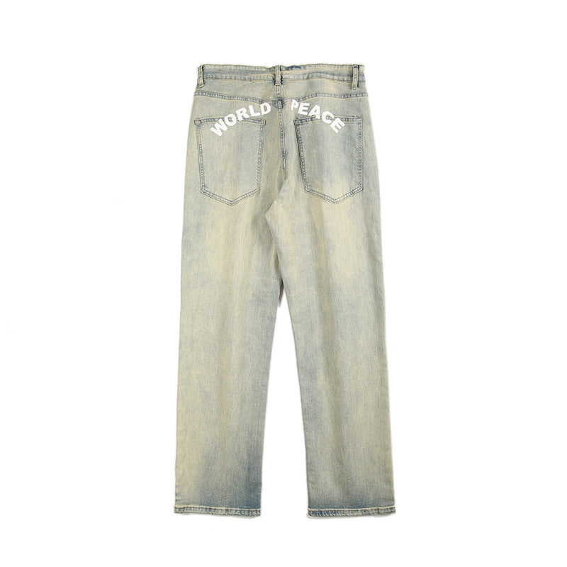 Herren Lockere Straight-Denim-Jeans mit leichter Stonewash-Optik und tiefem Schritt Echo Archiv