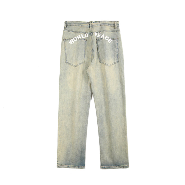 Herren Lockere Straight-Denim-Jeans mit leichter Stonewash-Optik und tiefem Schritt Echo Archiv