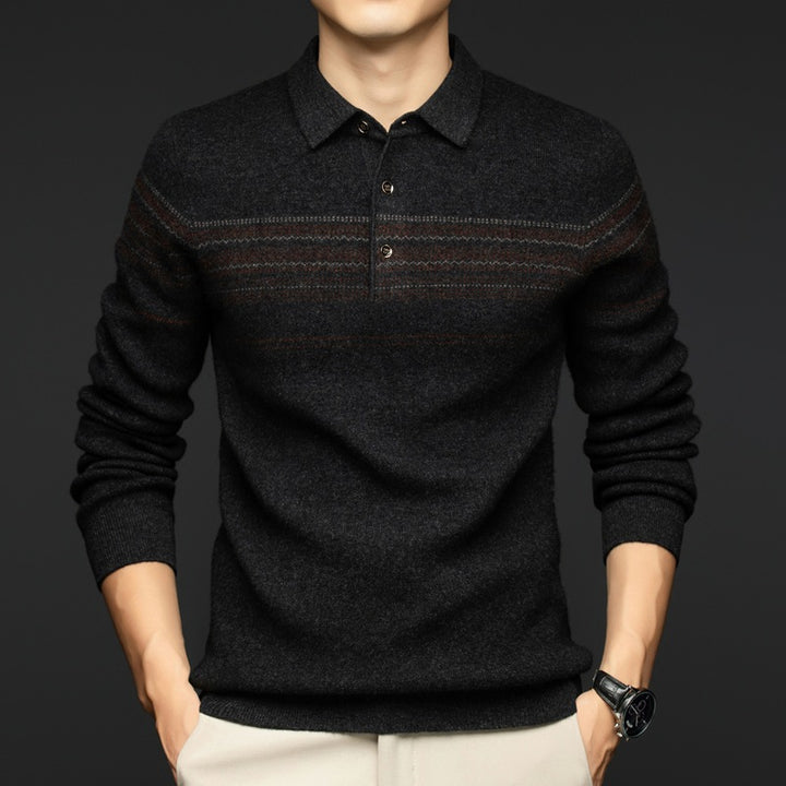 Herren stilvoller Strickpullover mit modernem Kragen und feiner Struktur Echoarchiv