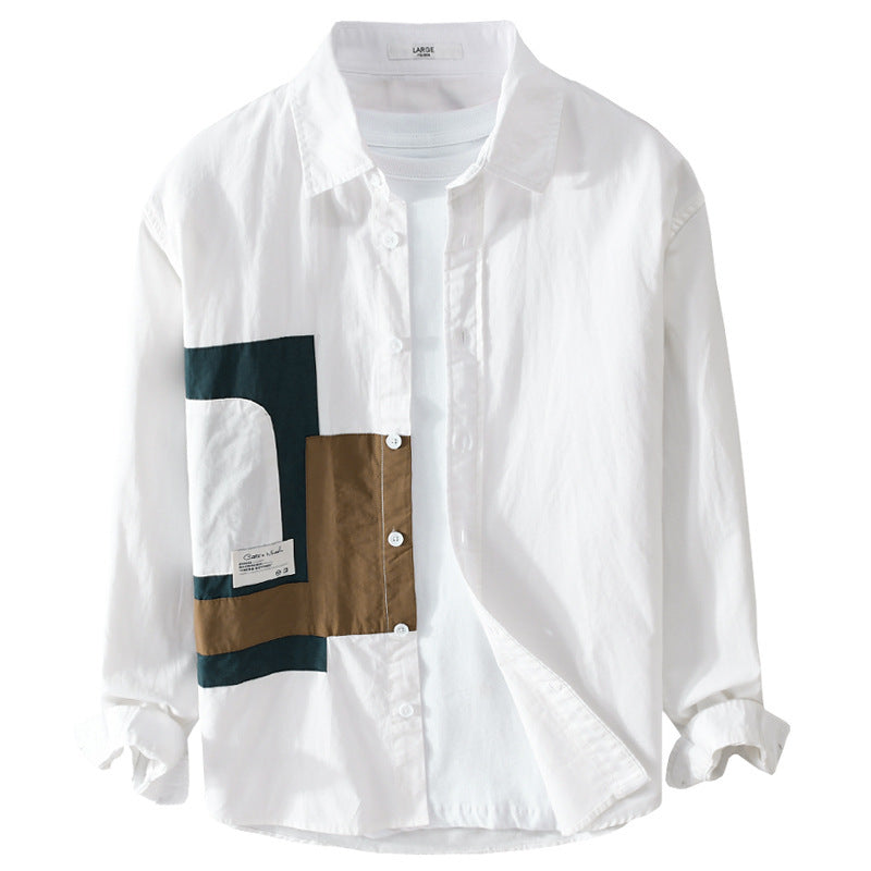 Herren Overshirt-Hemd mit geometrischem Patch-Design und Relaxed-Fit Echoarchiv